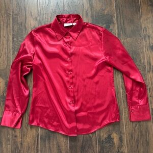 Jaclyn Smith Classic Medium Red Satin Blouse